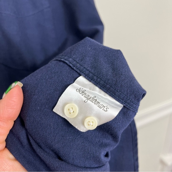 SCHNAYDERMAN'S OXFORD 100% Cotton Dark Blue Collared Shirt 39-40 15.5 Large - Picture 7 of 12